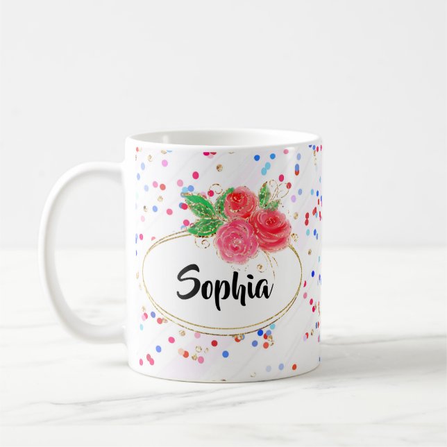 Individuelle Name Tasse, Mädchen Glitzer personali Kaffeetasse (Links)