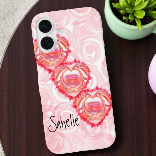 Individuelle Name Tattered Heart Case-Mate iPhone Hülle (Phone case template on table)