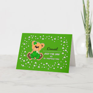Individuelle Name Teddy Bear St. Patrick's Day Karte