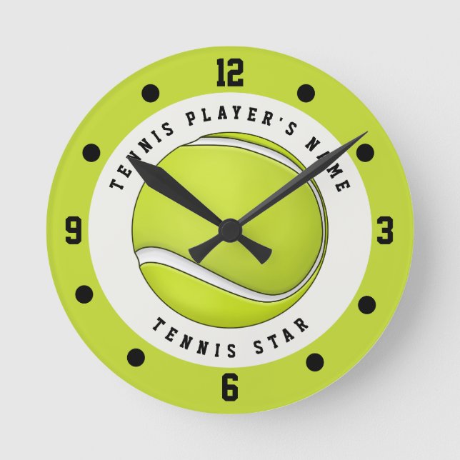 Individuelle Name Tennis Ball Round Clock Runde Wanduhr (Vorderseite)