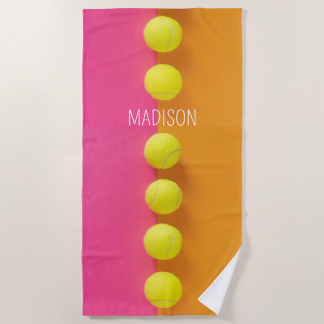Individuelle Name Tennis Balls Strandtuch (Vorderseite)