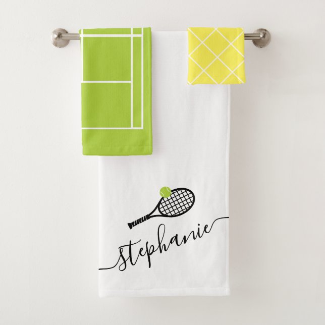 Individuelle Name Tennis Court Racket Mit Monogram Badhandtuch Set (Insitu)