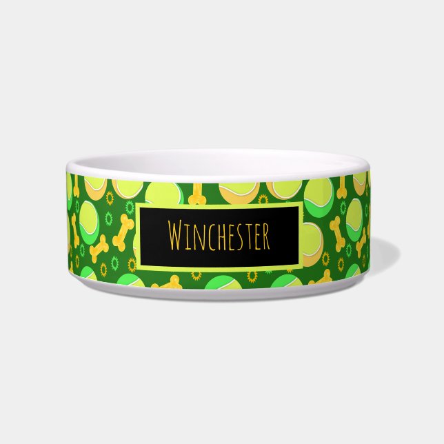 Individuelle Name-Tennisplätze und Hundeknochen üb Napf (Vorderseite)