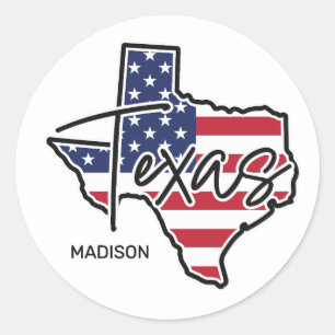 Individuelle Name Texas Runder Aufkleber