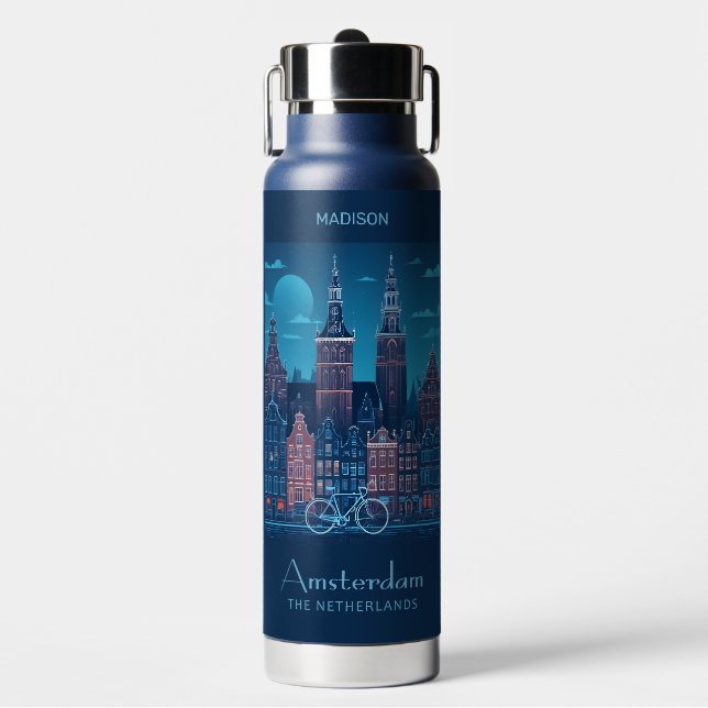 Individuelle Name / Text Amsterdam Trinkflasche (Vorderseite)