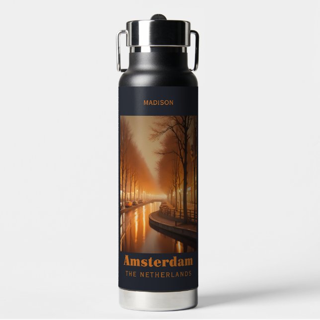 Individuelle Name / Text Amsterdam Trinkflasche (Vorderseite)