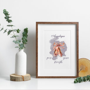 Individuelle Name Text Ballet Pointe Shoes Balleri Fotodruck