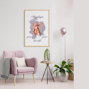 Individuelle Name Text Ballet Pointe Shoes Balleri Poster