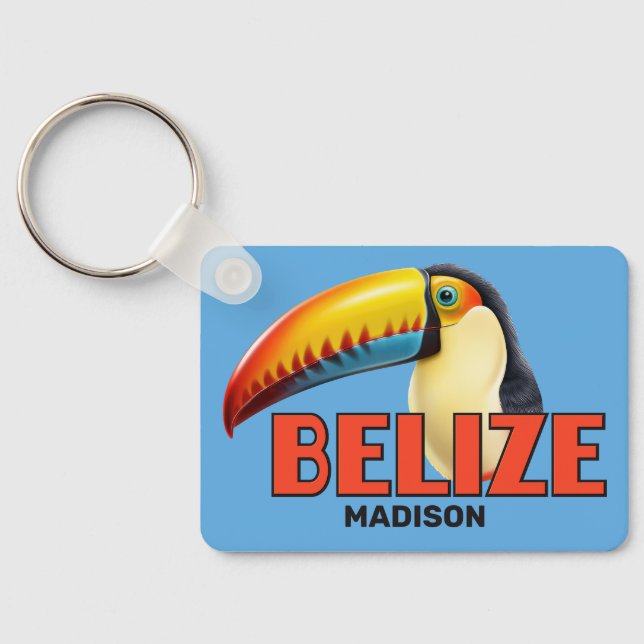 Individuelle Name & Text BELIZE Toucan Schlüsselanhänger (Rückseite)