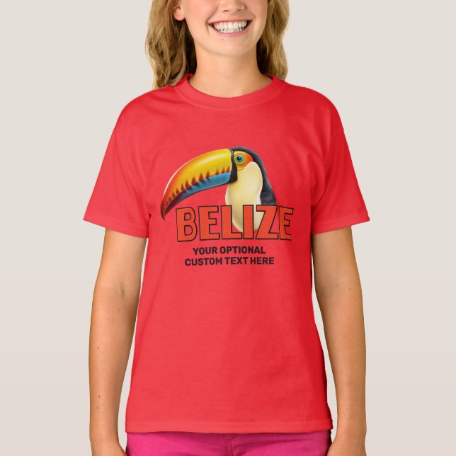 Individuelle Name & Text BELIZE Toucan T-Shirt (Vorderseite)