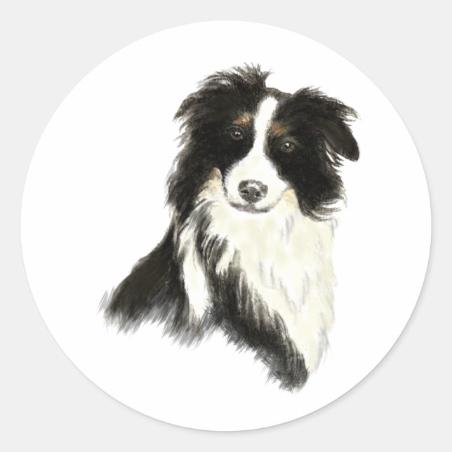 Individuelle Name Text Border Collie Dog Pet Runder Aufkleber (Vorderseite)