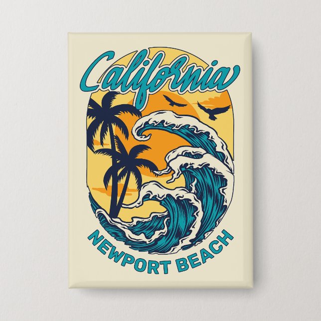 Individuelle Name / Text California Surfen Button (Vorderseite)