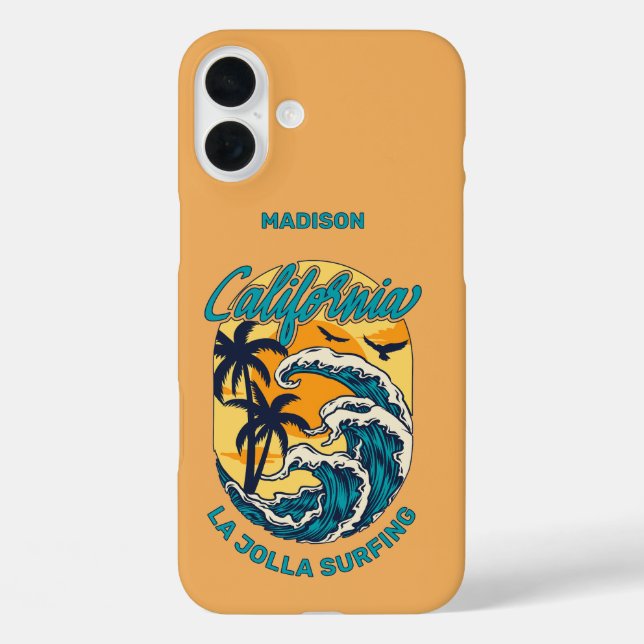 Individuelle Name / Text California Surfen Case-Mate iPhone Hülle (Rückseite)
