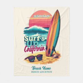 Individuelle Name / Text California Surfen Fleecedecke
