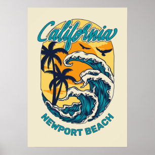 Individuelle Name / Text California Surfen Poster