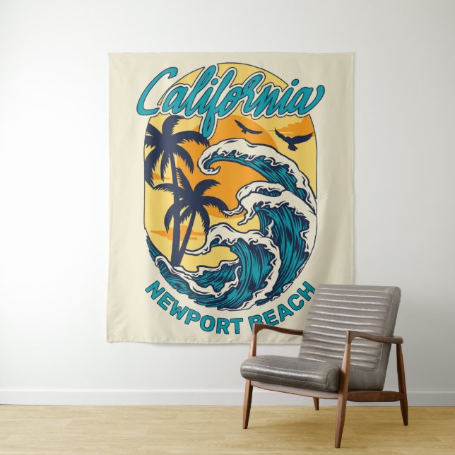 Individuelle Name / Text California Surfen Wandteppich (Beispiel)