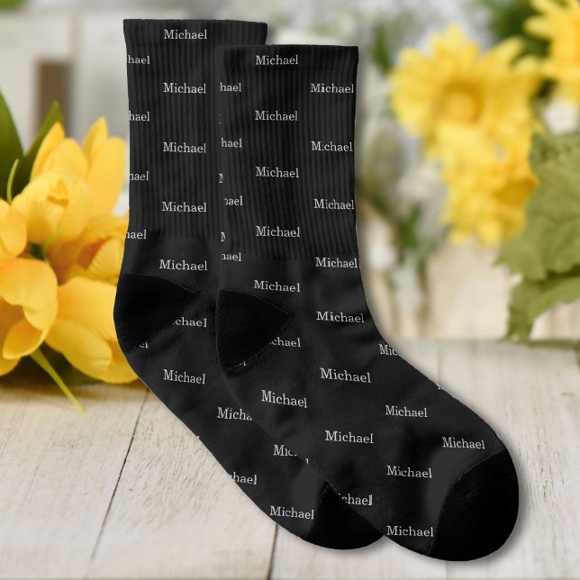 Individuelle Name Text Einfach elegant Personalisi Socken (Von Creator hochgeladen)