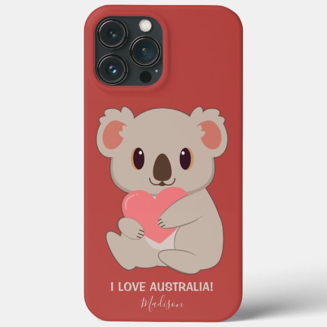 Individuelle Name, Text & Farbe Liebe Koala Telefo Case-Mate iPhone Hülle (Rückseite)