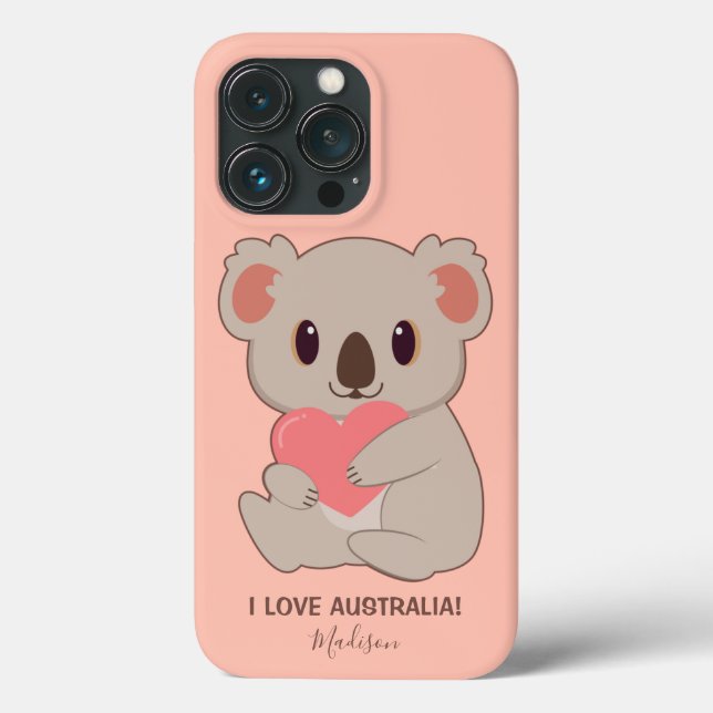 Individuelle Name, Text & Farbe Liebe Koala Telefo Case-Mate iPhone Hülle (Rückseite)