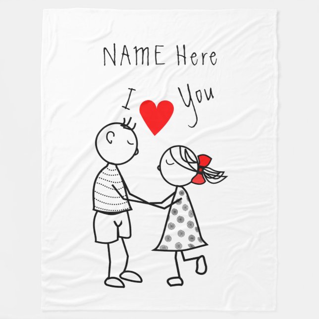 Individuelle Name Text Fleece Blanket Couple Liebe (Vorderseite)