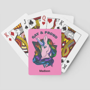 Individuelle Name & Text Gay Unicorn Spielkarten