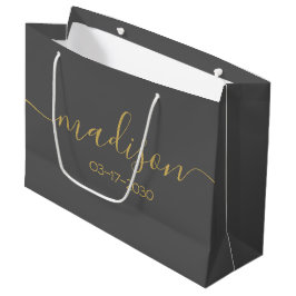 Individuelle Name Text Girly Feminine Gold Script  Große Geschenktüte