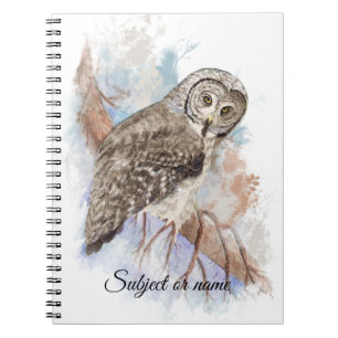 Individuelle Name Text Great Gray Owl Bird Nature  Notizblock