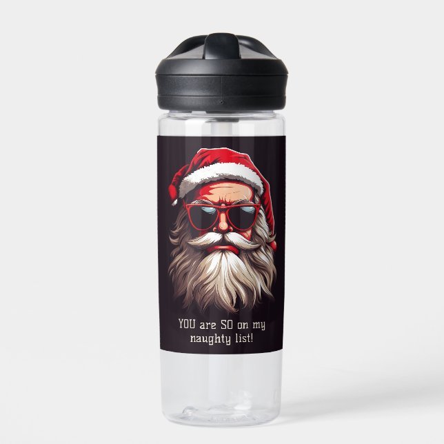 Individuelle Name & Text Grumpy Santa Trinkflasche (Vorderseite)