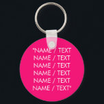 Individuelle Name-Text heiß rosa Fuchsia minimalis Schlüsselanhänger<br><div class="desc">Anpassen von Namenstext minimalistisch eleganter,  rosa Fuchsia und weißer Schlüsselanhänger Anpassen,  mit Namen,  Monogramm,  Zitat,  Phrase oder Text personalisieren</div>