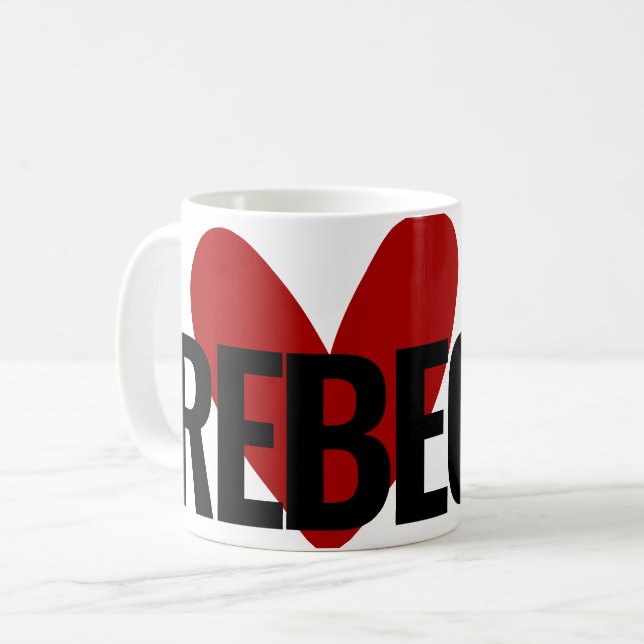 Individuelle Name Text Huge Red Heart Simple Rebec Kaffeetasse (Vorderseite Links)