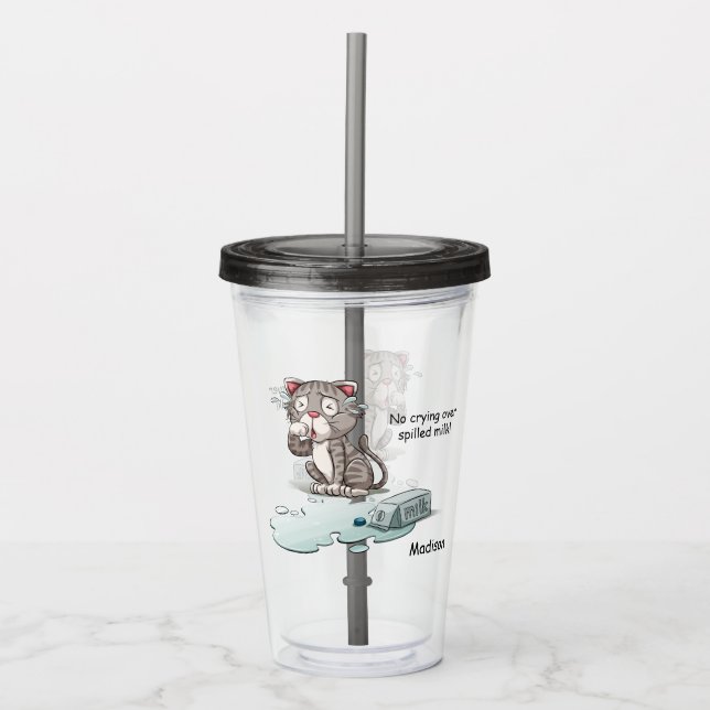 Individuelle Name & Text Katzenkrebs Acryltrinkbecher (Vorderseite)