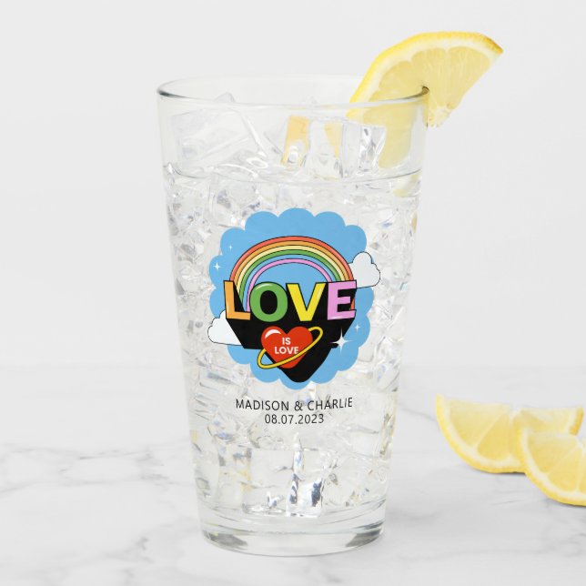 Individuelle Name / Text "Liebe ist Liebe" Glas (Rückseite Ice)