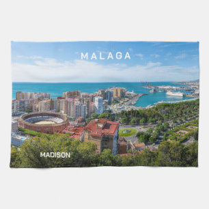 Individuelle Name & Text Malaga Spanien Geschirrtuch