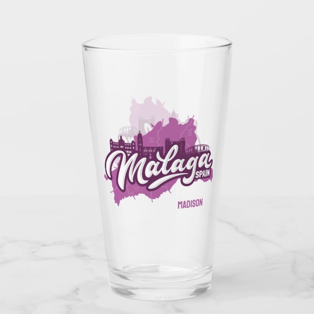 Individuelle Name / Text Malaga Spanien Glas (Vorderseite)