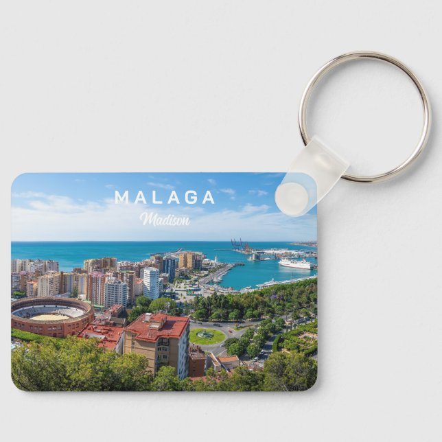 Individuelle Name & Text Malaga Spanien Schlüsselanhänger (Vorderseite)
