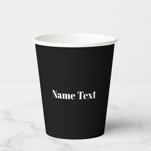 Individuelle Name Text monogramm Schwarz-weiß mini Pappbecher (Vorderseite)