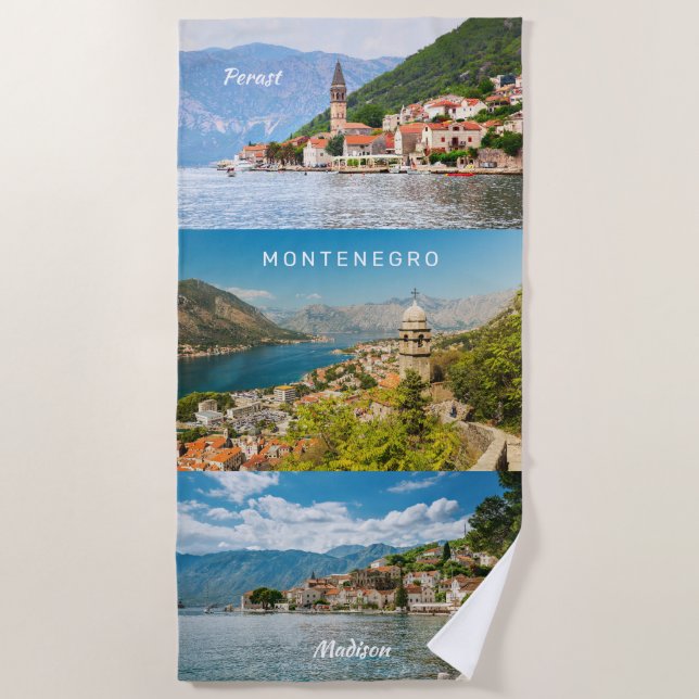 Individuelle Name & Text Montenegro Strandtuch (Vorderseite)