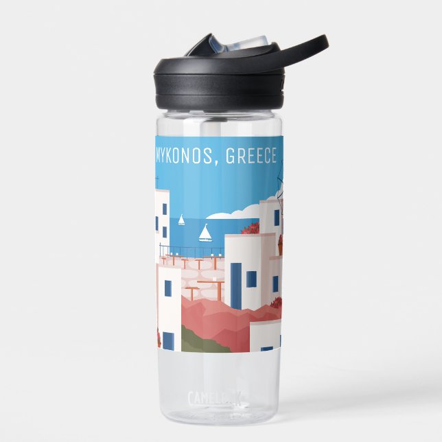 Individuelle Name & Text Mykonos Griechenland Trinkflasche (Links)