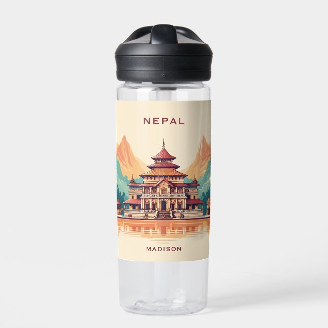 Individuelle Name & Text Nepal Trinkflasche (Vorderseite)