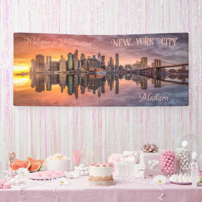 Individuelle Name & Text New York City Skyline Banner (Party)