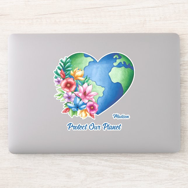Individuelle Name & Text Planet Earth Heart Aufkleber (Computer)