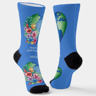 Individuelle Name & Text Planet Earth Heart Socken