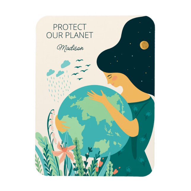 Individuelle Name & Text Planet Erde Mutter Magnet (Vertikal)