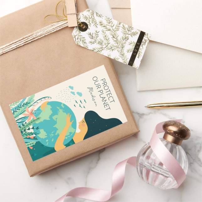 Individuelle Name & Text Planet Erde Mutter Rechteckiger Aufkleber (Schenken)