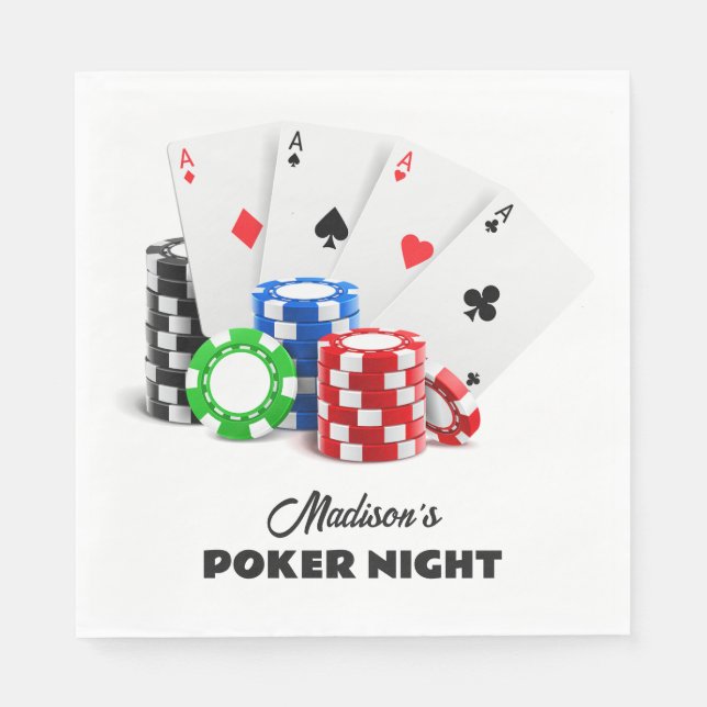 Individuelle Name & Text Poker / Casino Serviette (Vorderseite)