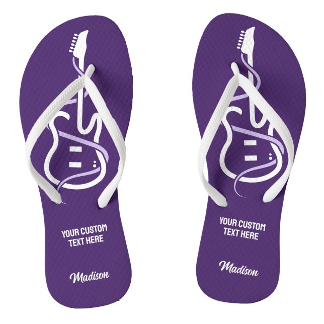 Individuelle Name & Text Stilisierte Gitarre Flip Flops (Fußbett)