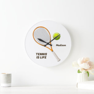 Individuelle Name & Text Tennis Große Wanduhr