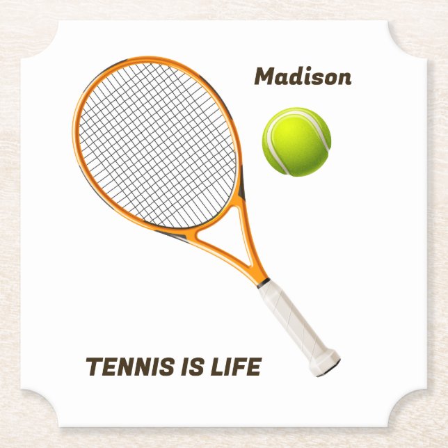 Individuelle Name & Text Tennis Untersetzer (Vorderseite)