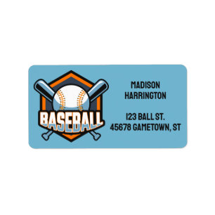 Individuelle Name-, Text- und Farbbaseball Adressaufkleber