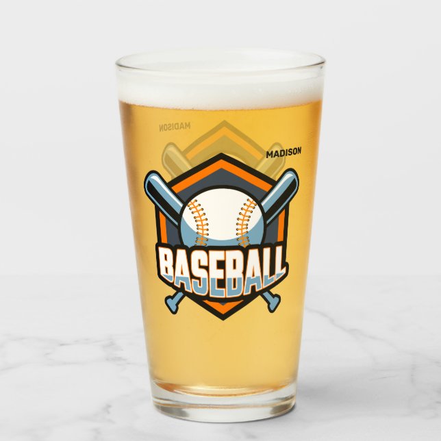 Individuelle Name-, Text- und Farbbaseball Glas (Rückseite (gefüllt))